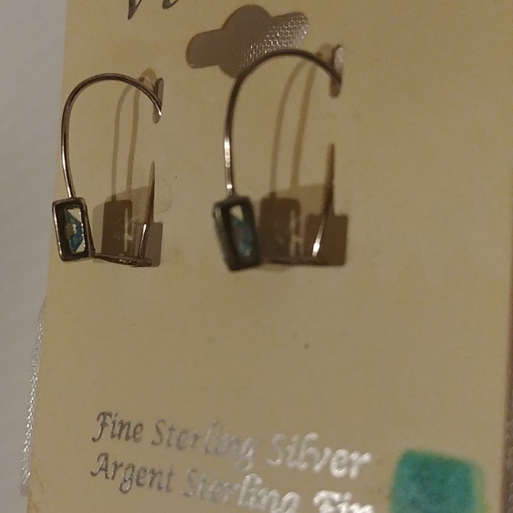 NWT Stirling Silver Drop Earrings with Blue Stones - Picture 3 of 5